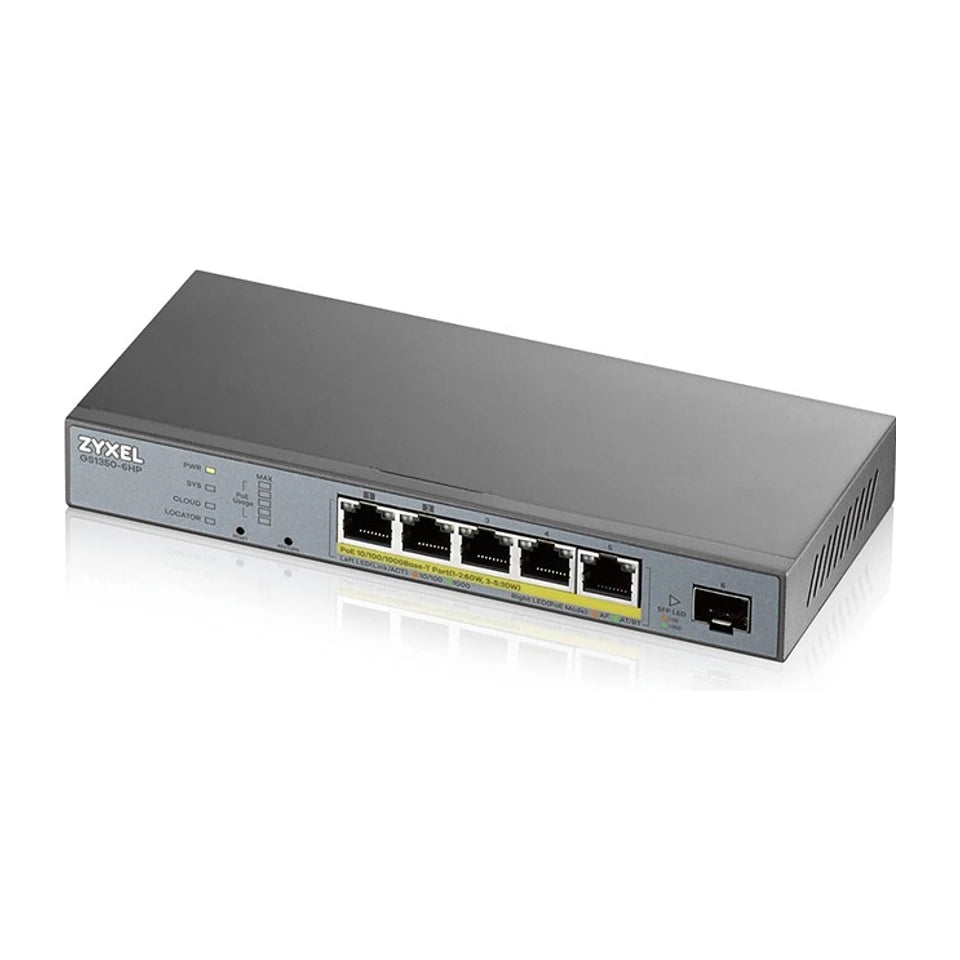 Switch di rete Zyxel GS1350-6HP-EU0101F gestito L2 Gigabit Ethernet (10/100/1000) Power over Ethernet (PoE) Grigio