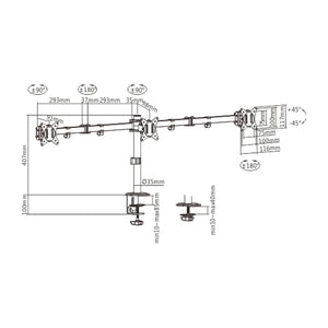 Braccio regolabile per montaggio a 3 display Gembird MA-D3-01 (rotazione, inclinazione, orientamento), 17"-27", fino a 7 kg