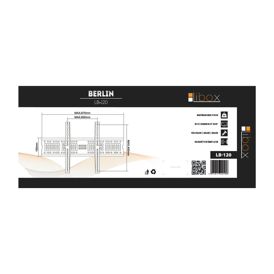 Supporto TV Libox LB-120 2,16 m (85") Nero