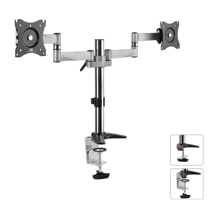 Supporto da scrivania per due monitor LCD Maclean MC-714 13-27 "8kg in alluminio