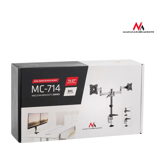 Supporto da scrivania per due monitor LCD Maclean MC-714 13-27 "8kg in alluminio