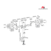 Supporto da scrivania per due monitor LCD Maclean MC-714 13-27 "8kg in alluminio