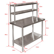 Tavolo da lavoro acciaio inox 120x60x145cm con ripiano utensili Piano di lavoro gastronomia