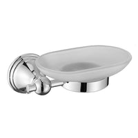 Porta sapone da parete con bacinella in vetro satinato - serie queen