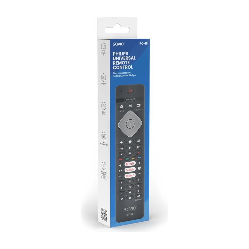 Telecomando universale Savio/ricambio per TV Philips, SMART TV, RC-16