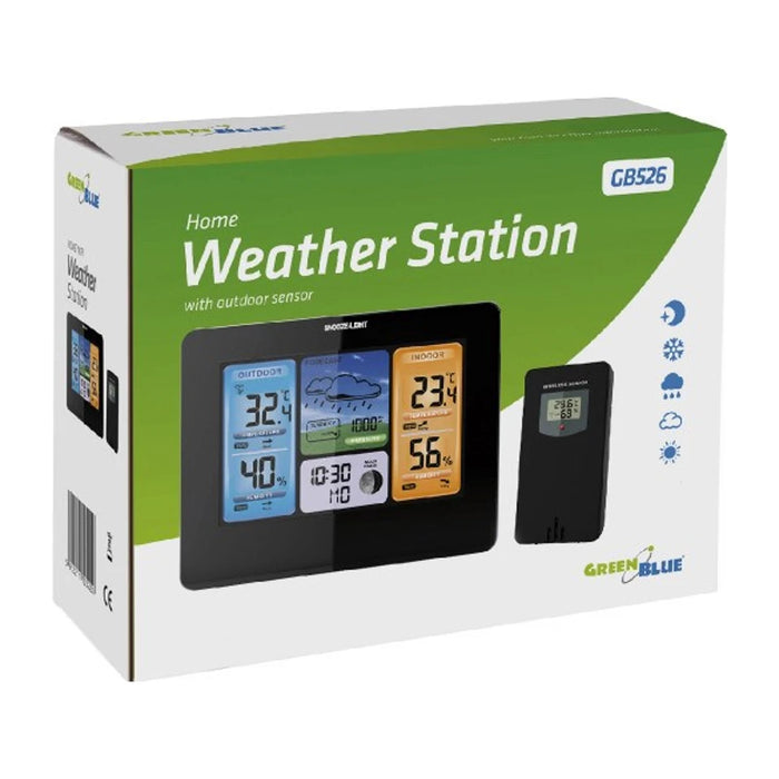 Stazione meteorologica digitale Greenblue GB526 nera a batteria