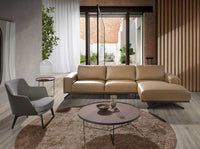 Tavolo angolare rotondo in noce e acciaio nero