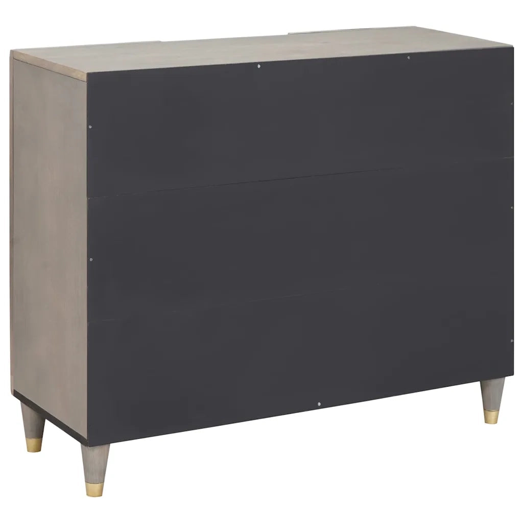 Credenza Grigio e Oro 90 x 33 x 75 cm Legno di mango massello 4018800