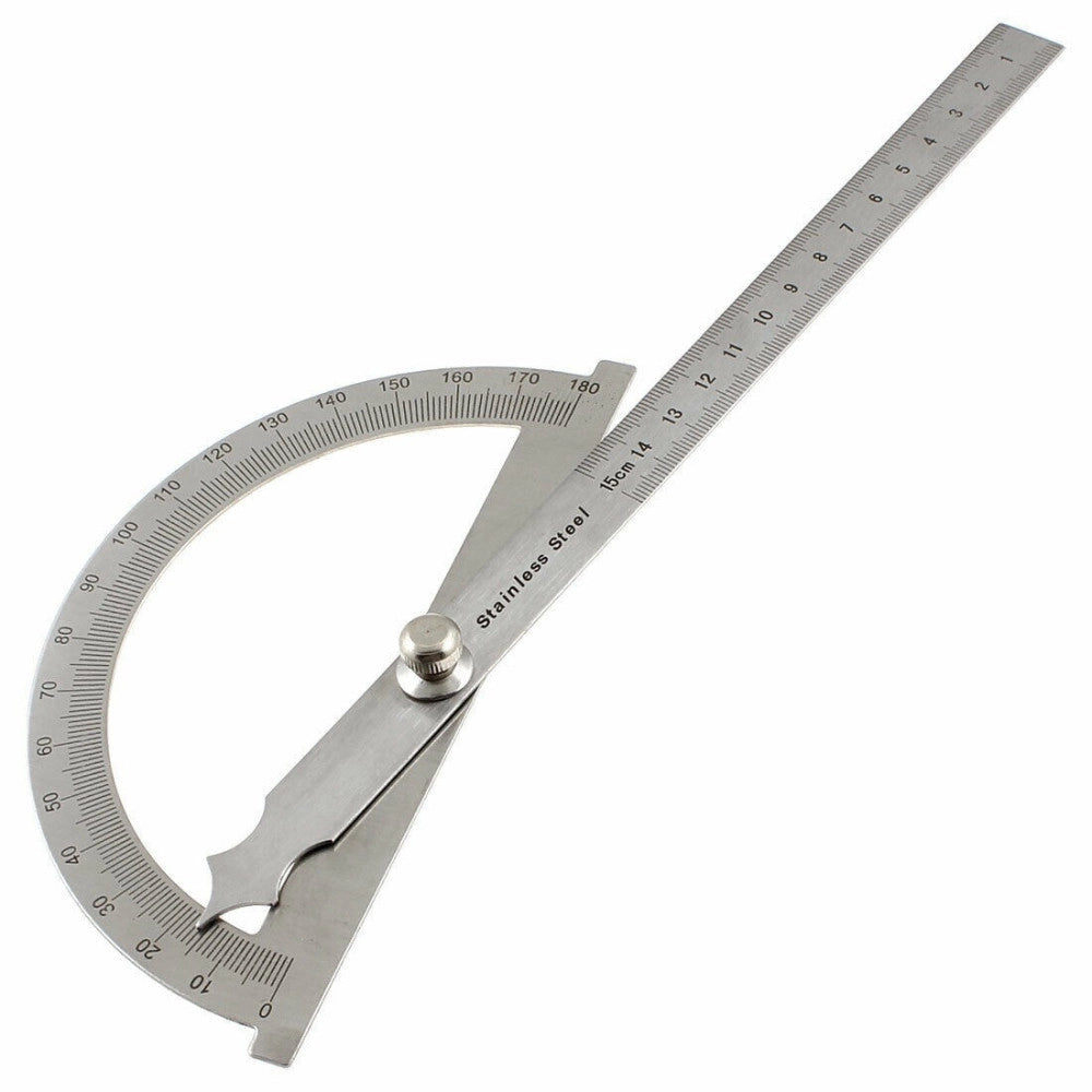 Trade Shop - Strumento Di Misurazione Angoli A Stecca Righello Goniometro Scalimetro 150mm -