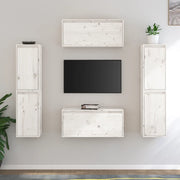 Mobili Porta TV 6 pz Bianchi in Legno Massello di Pino cod mxl 15240