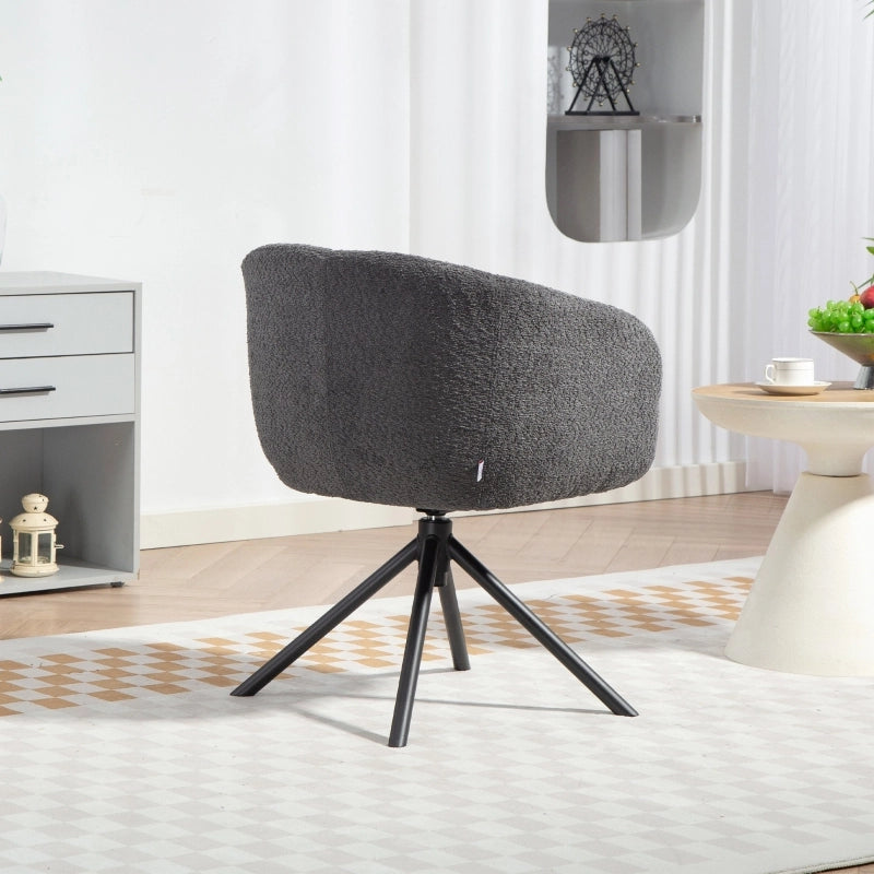Poltrona girevole con seduta imbottita e braccioli integrati in poliestere grigio per relax quotidiano 58,5 × 59 × 78,5 cm