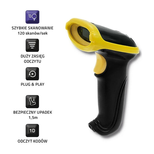 Qoltec 50862 Lettore di codici a barre laser wireless 1D | 2.4GHz