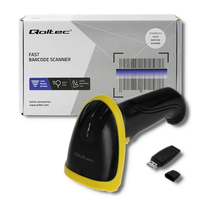 Qoltec 50862 Lettore di codici a barre laser wireless 1D | 2.4GHz