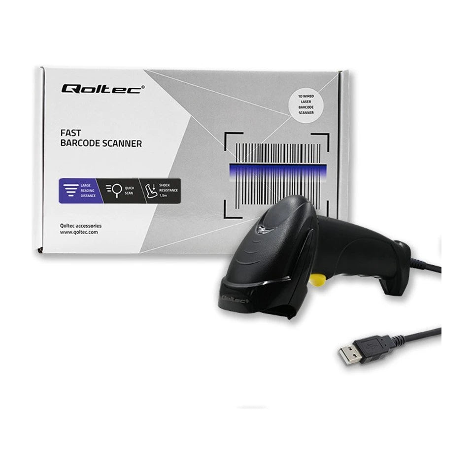 Qoltec 50876 Lettore laser 1D | USB | Nero