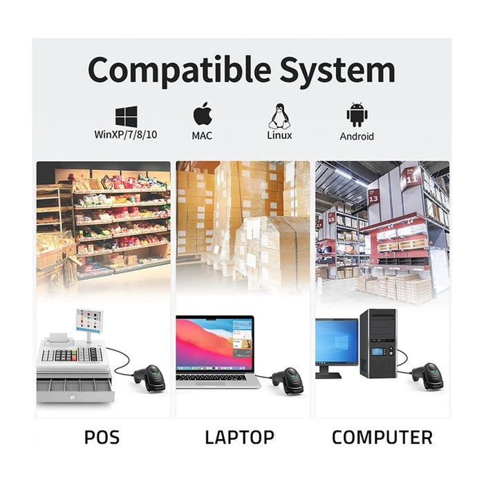 Scanner di codici a barre laser Qoltec 50853 1D | 2D | Nero