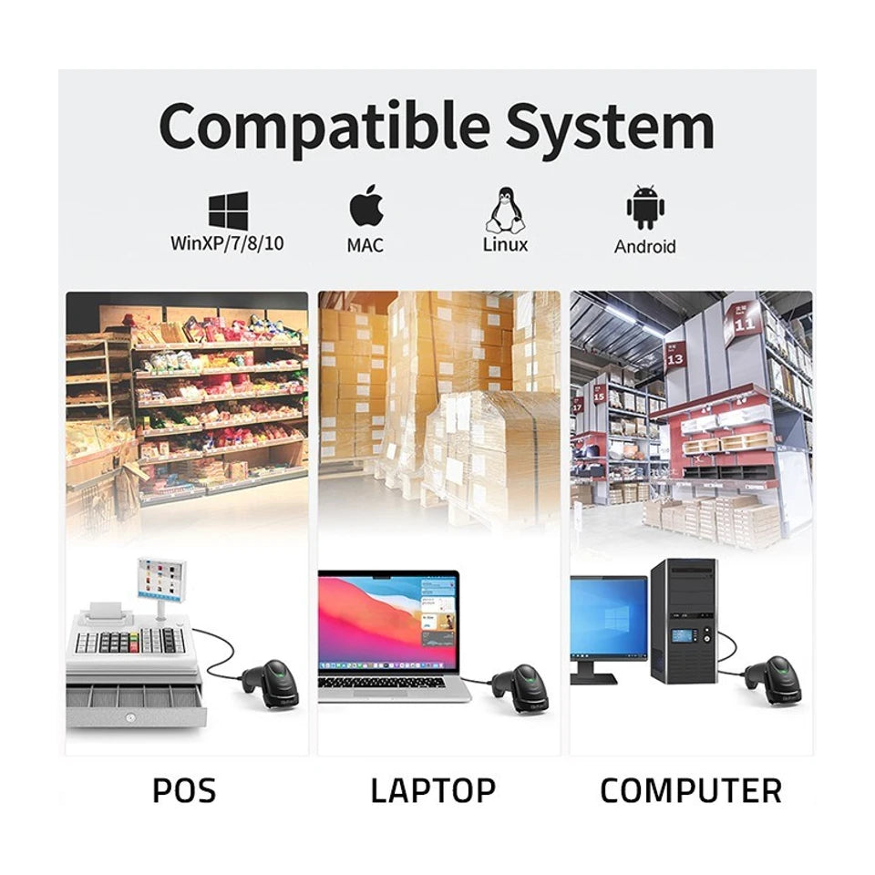 Scanner di codici a barre laser Qoltec 50853 1D | 2D | Nero