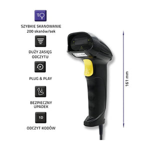 Qoltec 50876 Lettore laser 1D | USB | Nero