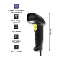 Qoltec 50876 Lettore laser 1D | USB | Nero