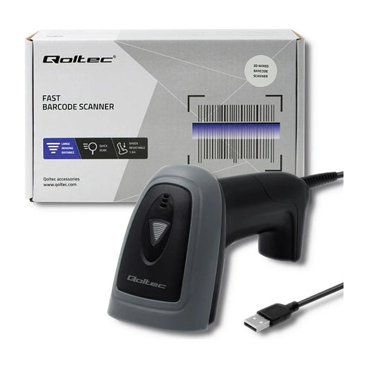 Qoltec 50863 Scanner di codici a barre e QR con cavo | USB