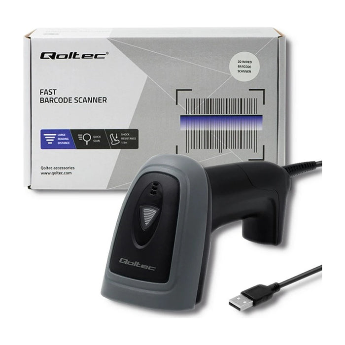 Qoltec 50863 Scanner di codici a barre e QR con cavo | USB