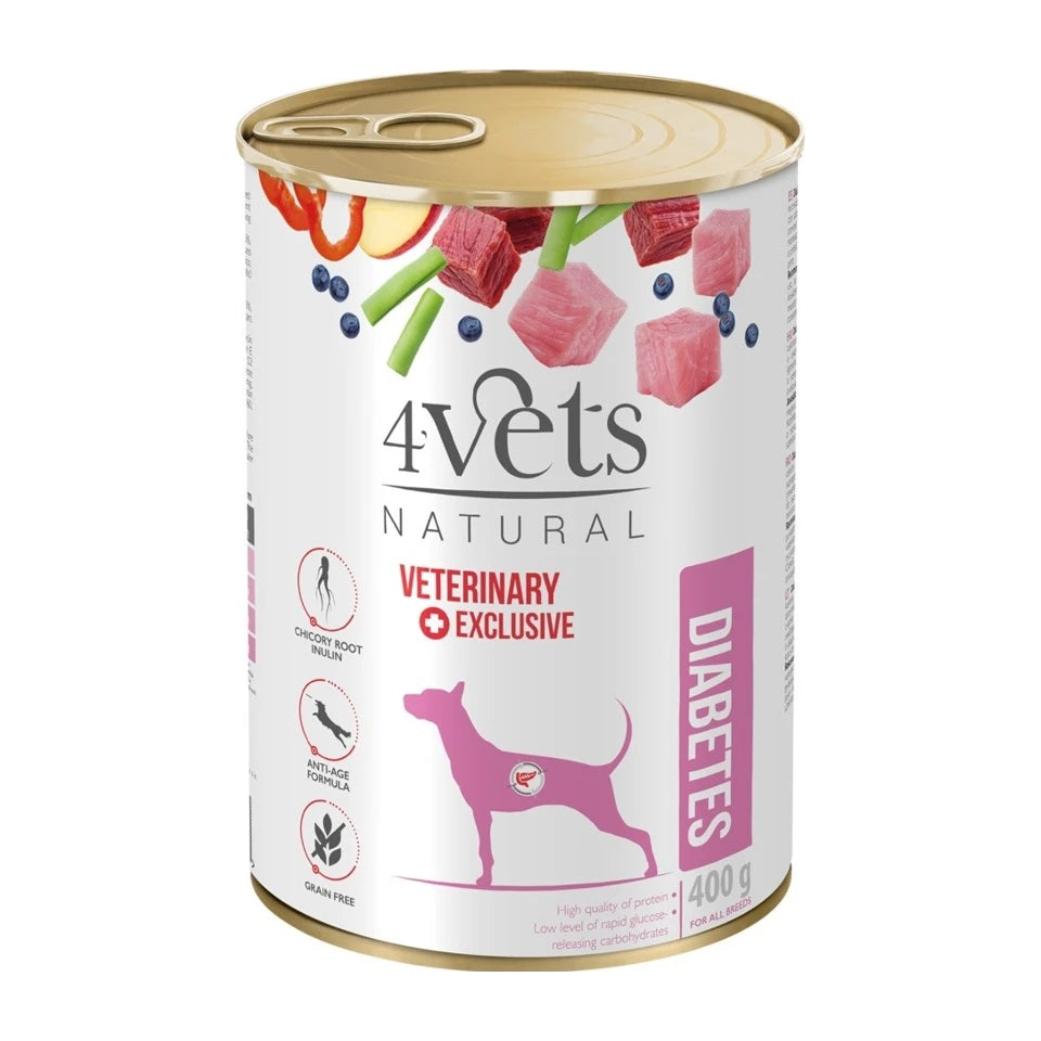 4VETS Cibo Umido per Cani Diabetici Naturale - 400 g