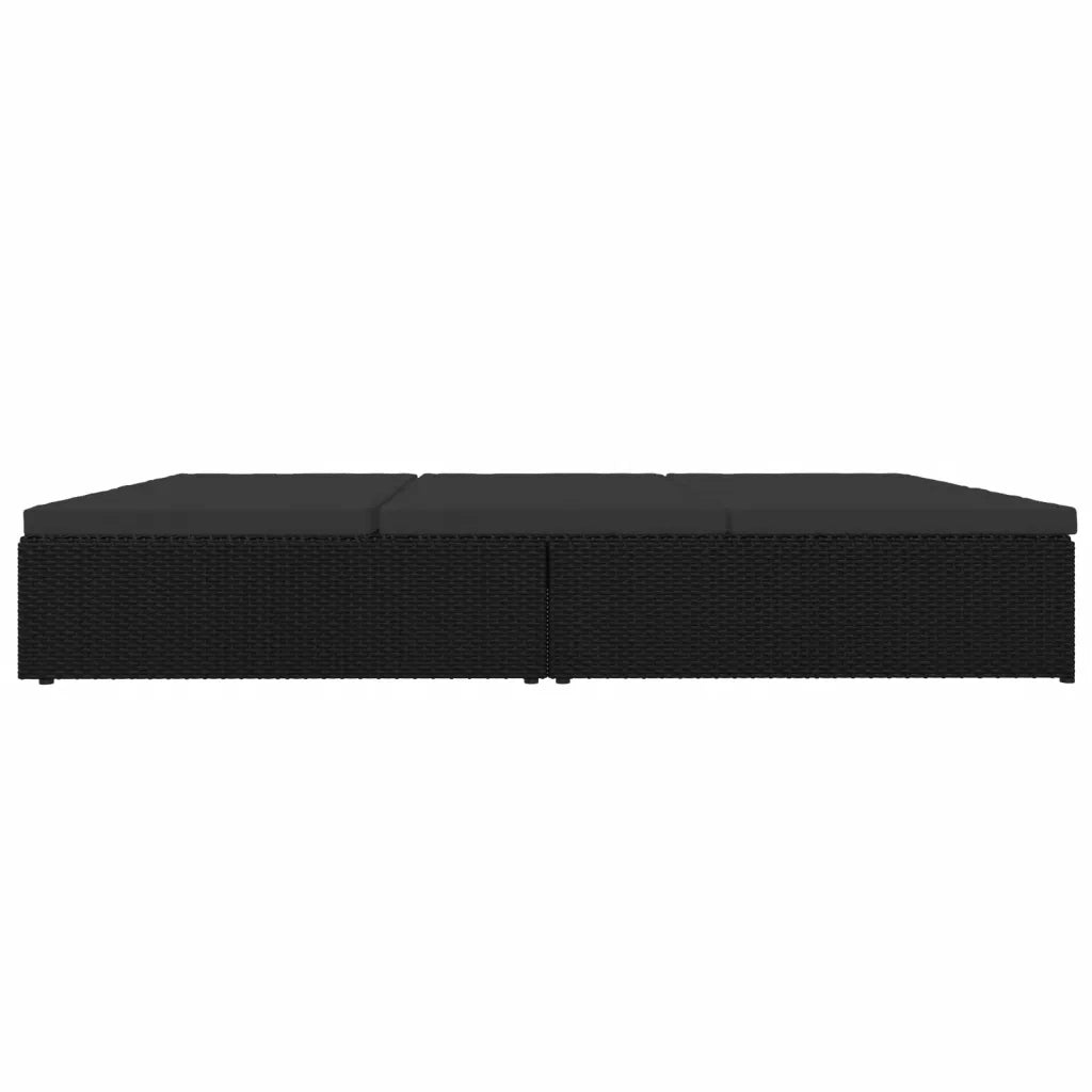 Lettino Prendisole Reclinabile con Cuscini in Polyrattan Nero cod mxl 78707