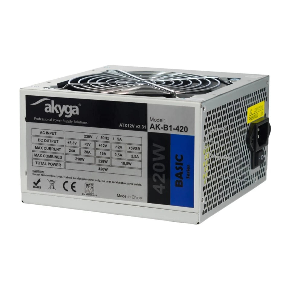 Alimentatore Akyga AK-B1-420 da 420 W 20+4 pin ATX ATX Grigio