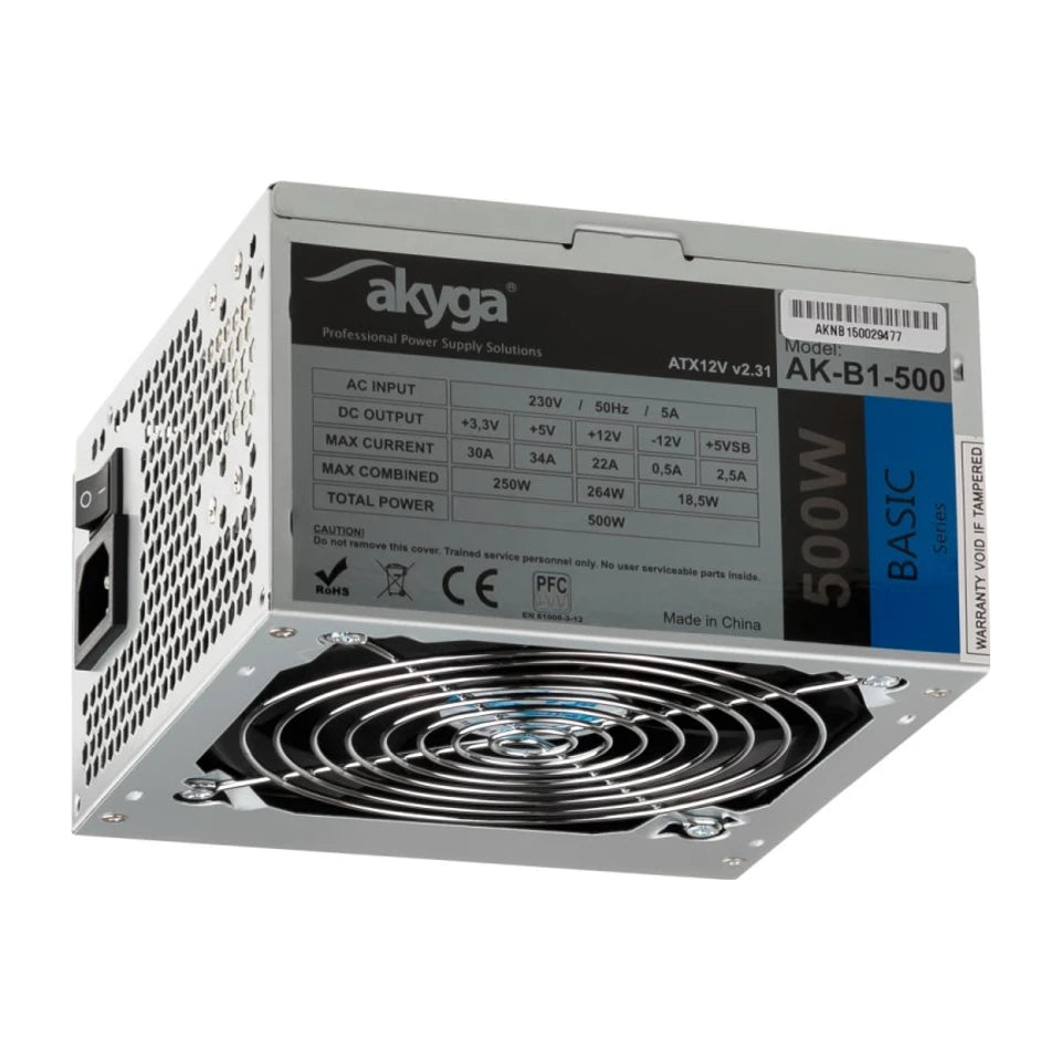 Alimentatore Akyga AK-B1-500 da 500 W 20+4 pin ATX ATX Grigio