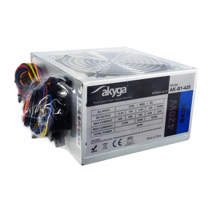 Alimentatore Akyga AK-B1-420 da 420 W 20+4 pin ATX ATX Grigio