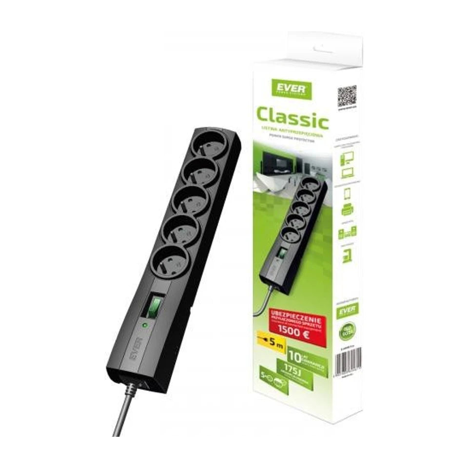Ever CLASSIC 3m Nero 5 prese 250 V