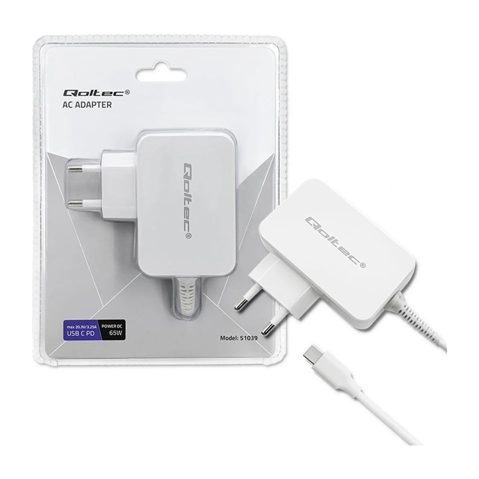 Adattatore/inverter di alimentazione Qoltec 51039 da interno 65 W bianco