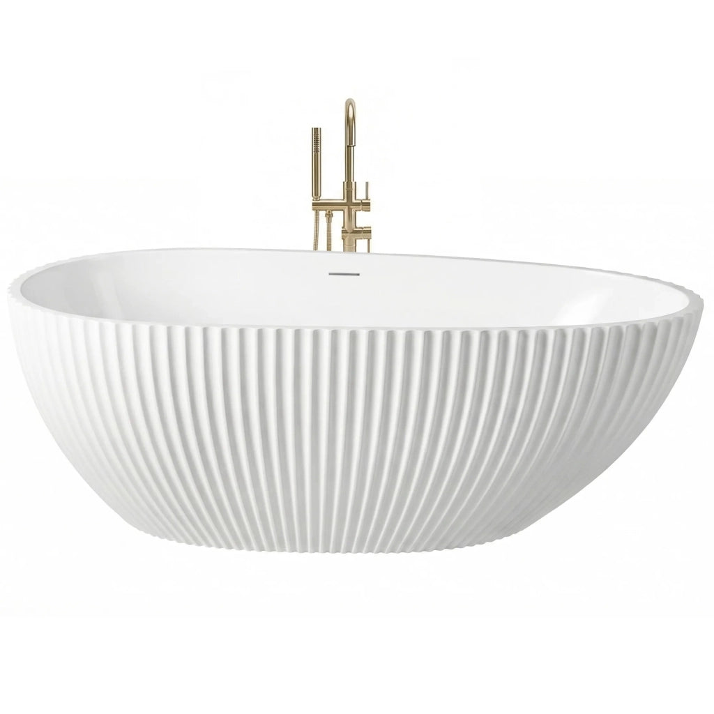 Vasca Da Bagno Freestanding In Acrilico Carmen 170 Copritappo oro spazzolato