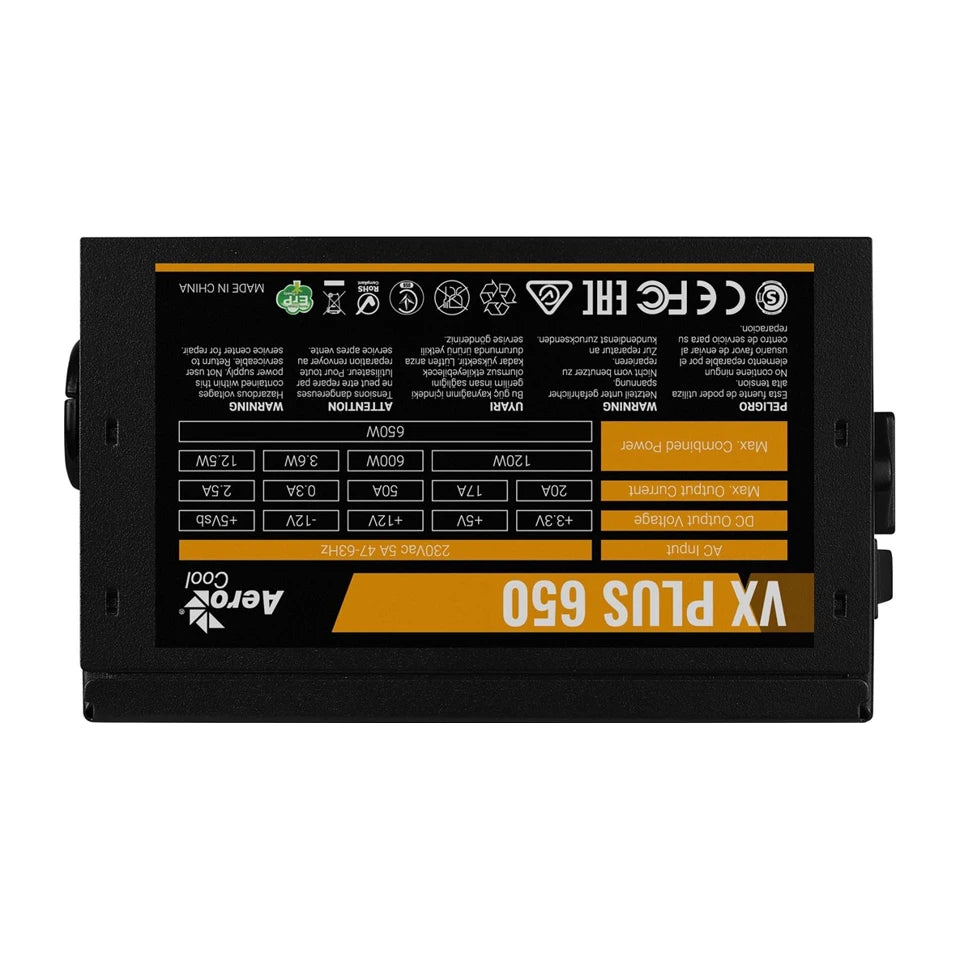 Alimentatore Aerocool VX PLUS 650 da 650 W 20+4 pin ATX ATX Nero