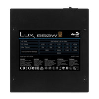 Alimentatore per PC Aerocool LUX850 850W 80 Plus Bronze 230V 88% di Efficienza Nero