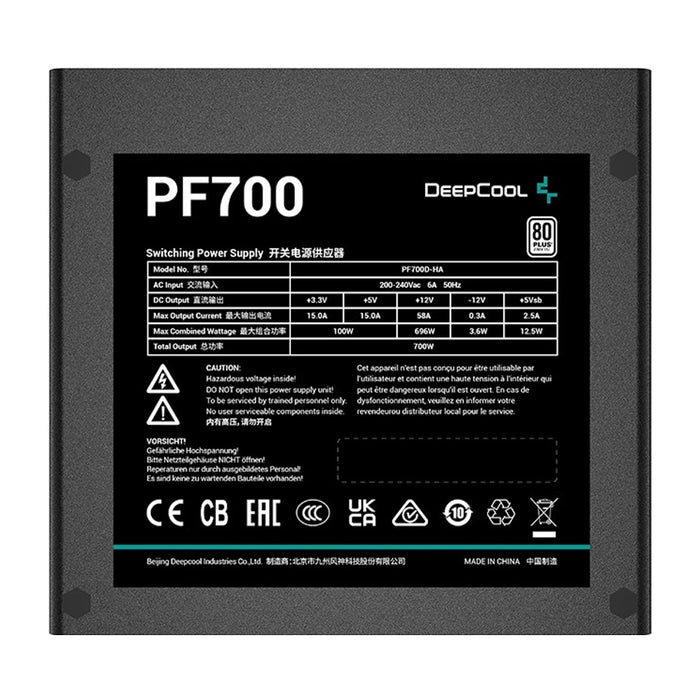 Alimentatore DeepCool PF700 da 700 W 20+4 pin ATX ATX Nero