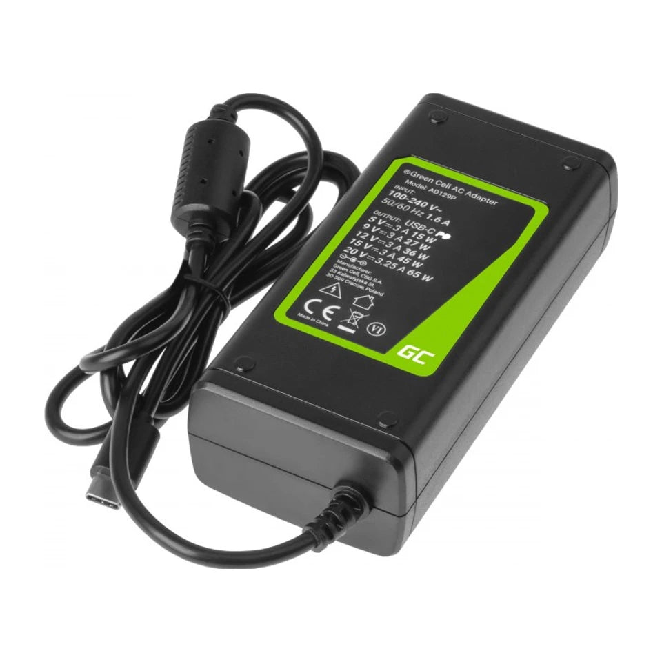 Caricatore AC Green Cell AD134P USB-C da 65W per notebook, tablet e smartphone