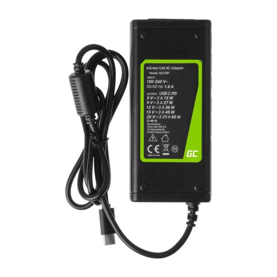 Caricatore AC Green Cell AD134P USB-C da 65W per notebook, tablet e smartphone