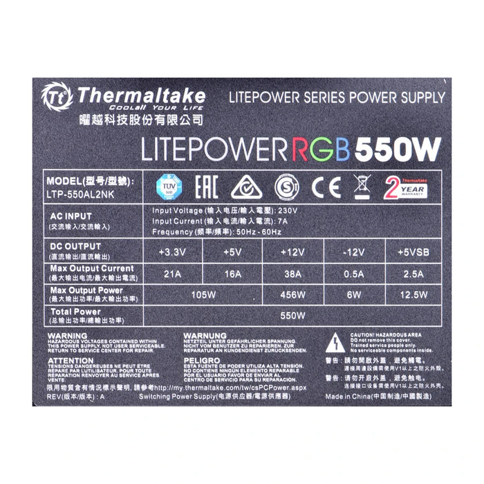 Alimentatore per computer THERMALTAKE LITEPOWER RGB 550W, 24-pin