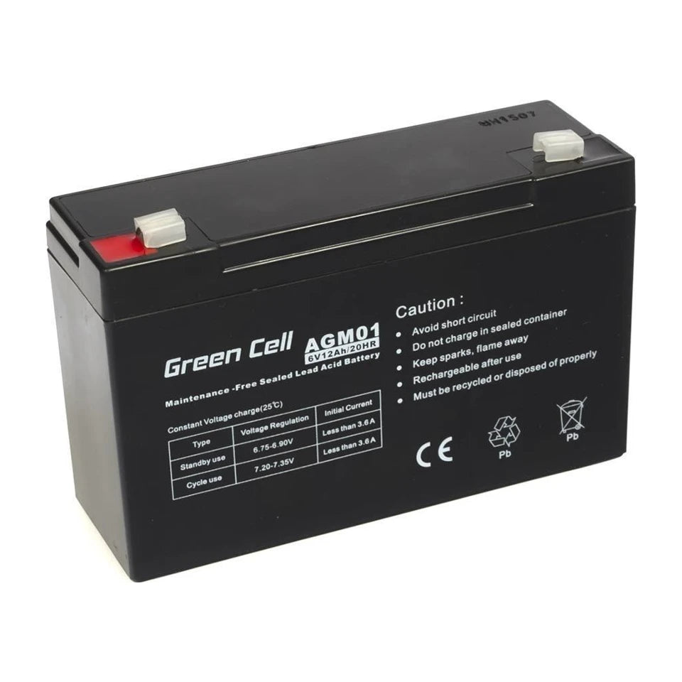 Batteria al piombo sigillata Green Cell AGM 6V 12Ah 12.000 mAh