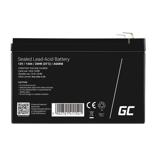 Batteria ricaricabile industriale Green Cell AGM08 piombo sigillato (VRLA) 1400 mAh 12 V
