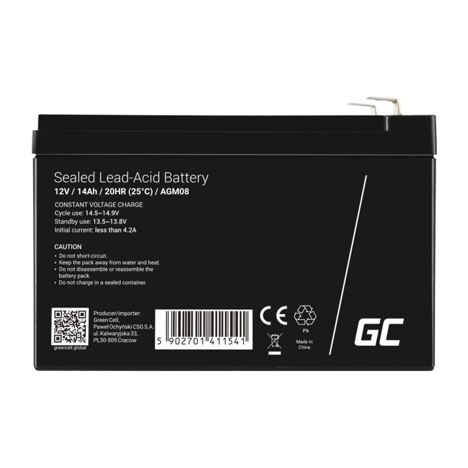 Batteria ricaricabile industriale Green Cell AGM08 piombo sigillato (VRLA) 1400 mAh 12 V