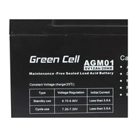Batteria al piombo sigillata Green Cell AGM 6V 12Ah 12.000 mAh