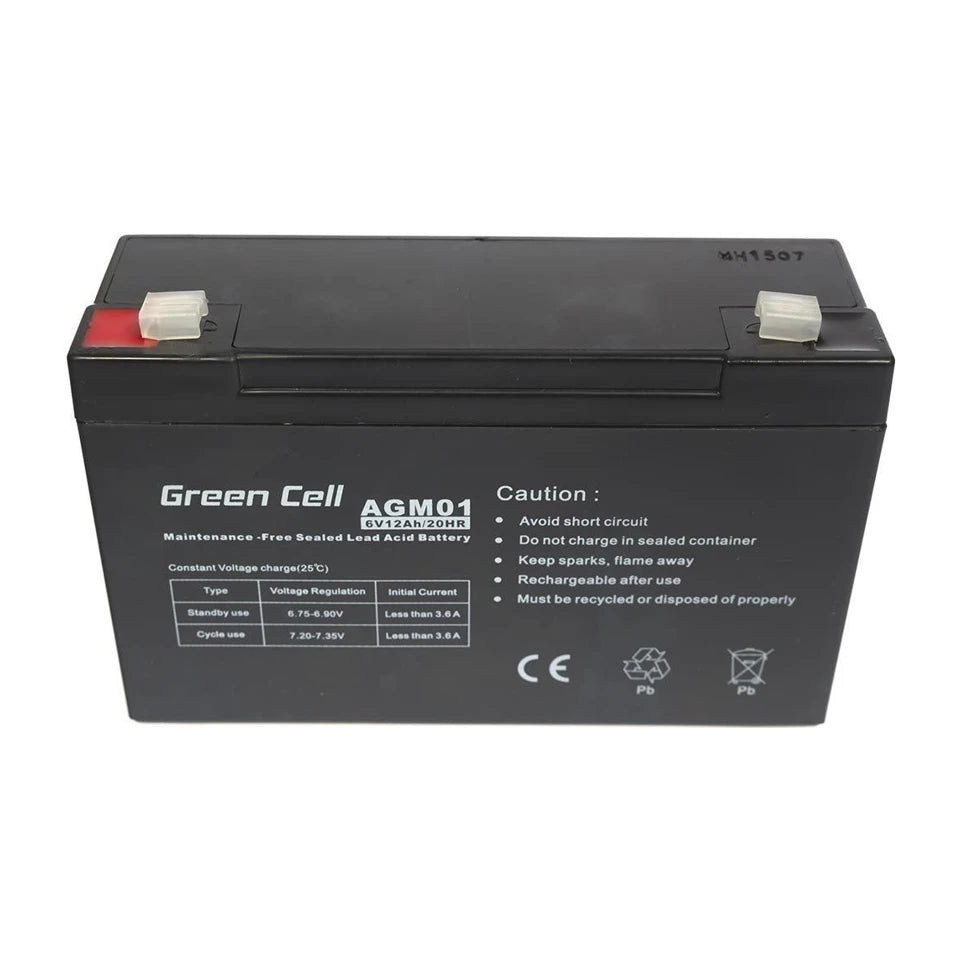 Batteria al piombo sigillata Green Cell AGM 6V 12Ah 12.000 mAh