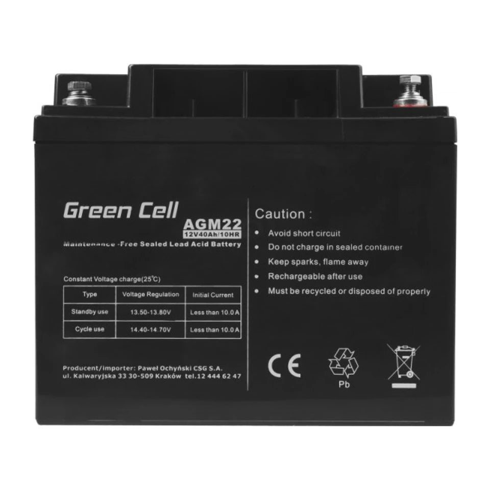 Batteria UPS al piombo sigillata Green Cell AGM22 (VRLA) 12 V 40 Ah