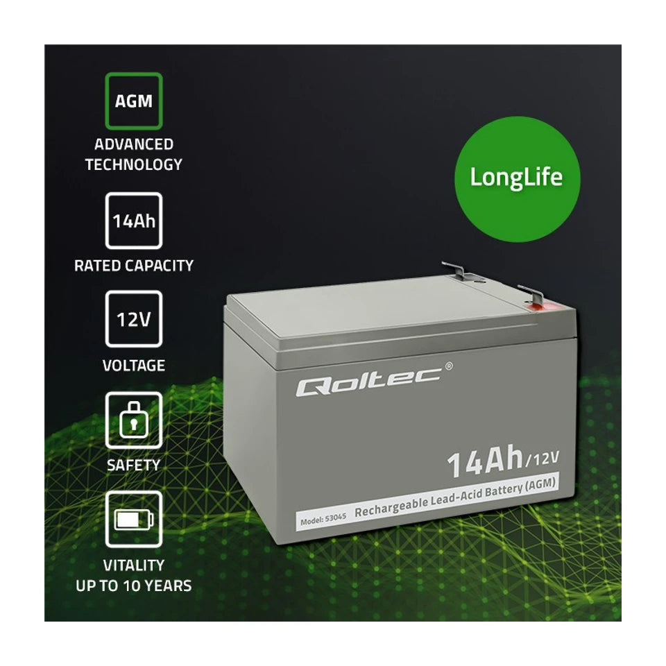 Batteria Qoltec 53045 AGM | 12V | 14Ah