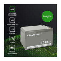 Batteria Qoltec 53045 AGM | 12V | 14Ah