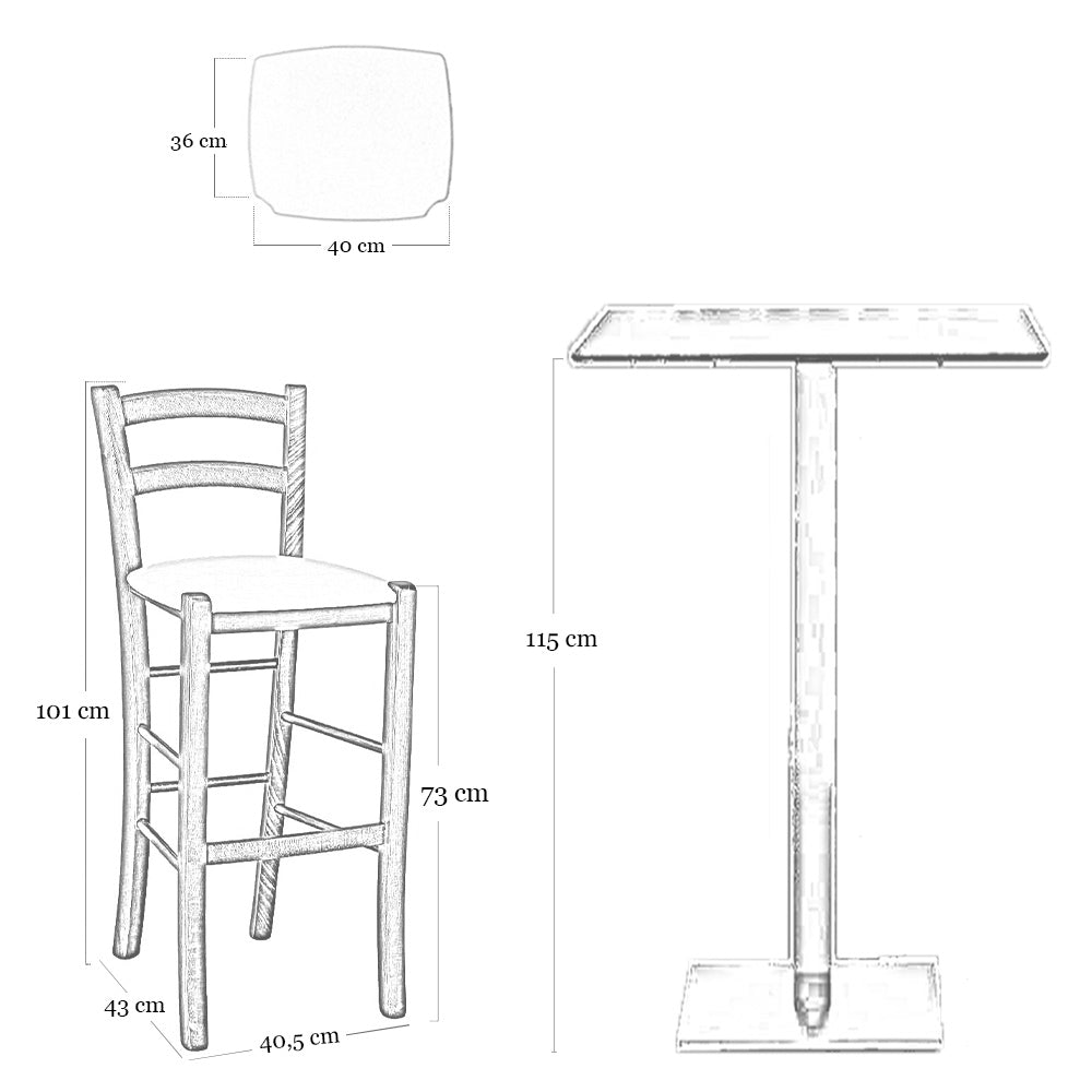Sgabello Alto in Legno arancione h 73 cm Stile Rustico per Casa e Bar