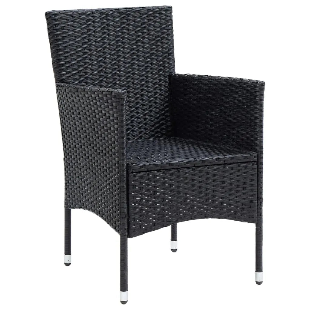 Set da Pranzo da Giardino 5 pz con Cuscini in Polyrattan Nero 3094975