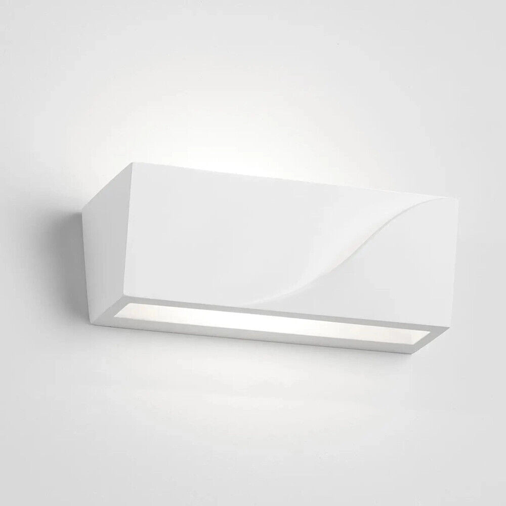 Trade Shop - Applique In Gesso Rettangolare Intaglio Doppia Luce Led Attacco G9 Parete Gs-e78 -