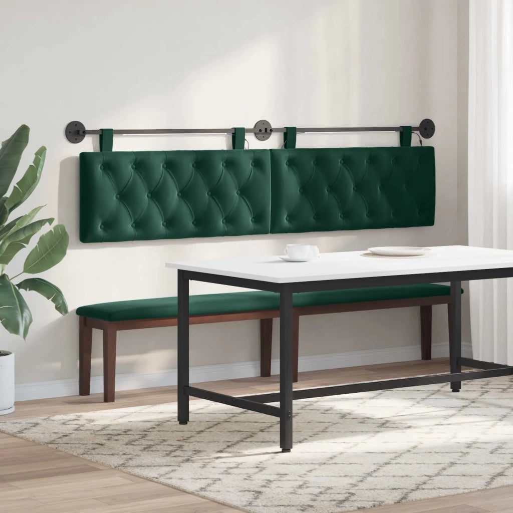 Testiera | Testata sospesa Con luce LED Verde Scuro Velluto